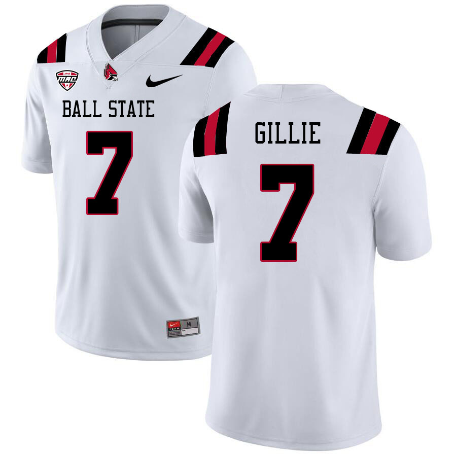 Ball State Cardinals #7 Malcolm Gillie College Football Jerseys Stitched Sale-White